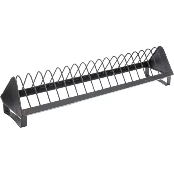 Creative CoOp Rustic Farmhouse Metal Dish Rack with 18 Slots Zinc FinishBlack