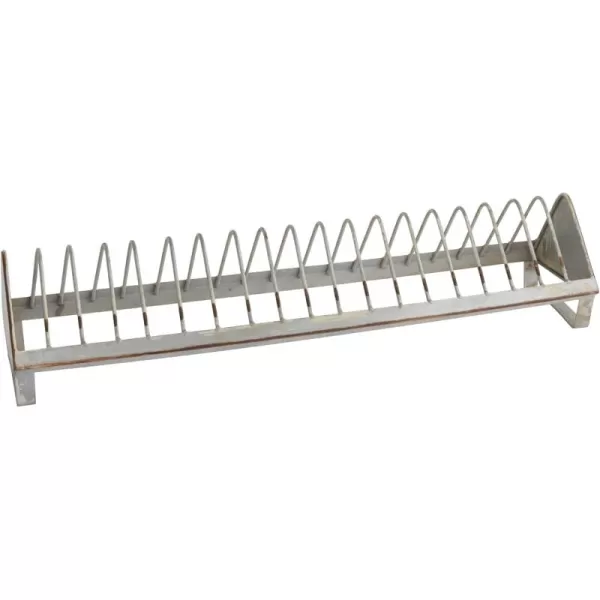 Creative CoOp Rustic Farmhouse Metal Dish Rack with 18 Slots Zinc FinishZinc Finish