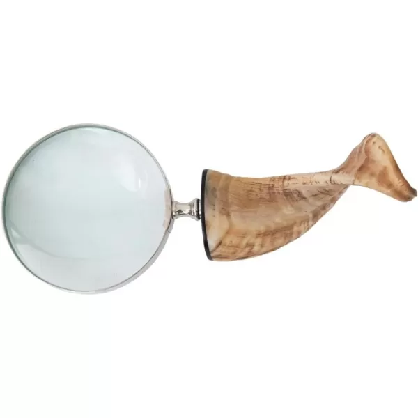 Creative CoOp Stainless Steel Horn Handle Magnifying Glass 4quot L x 4quot W x 10quot H Natural