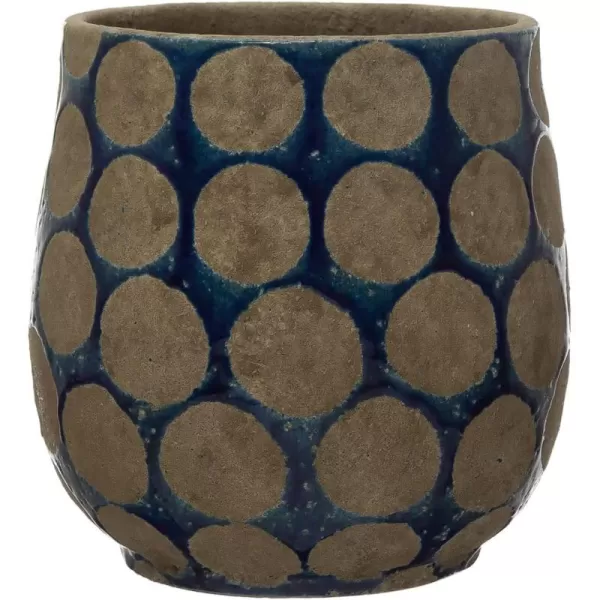 Creative CoOp TerraCotta Planter with Wax Relief DotsDark Blue