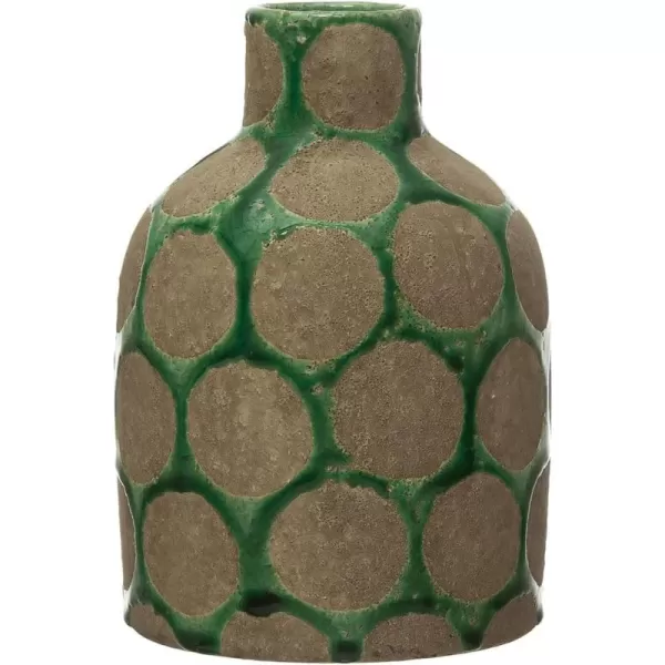 Creative CoOp TerraCotta Planter with Wax Relief DotsGreen
