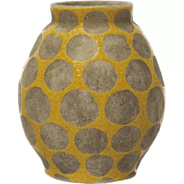 Creative CoOp TerraCotta Planter with Wax Relief DotsYellow
