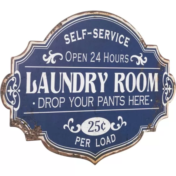 Creative CoOp Vintage Metal Laundry Room Wall Sign with Distressed FinishLaundry Room