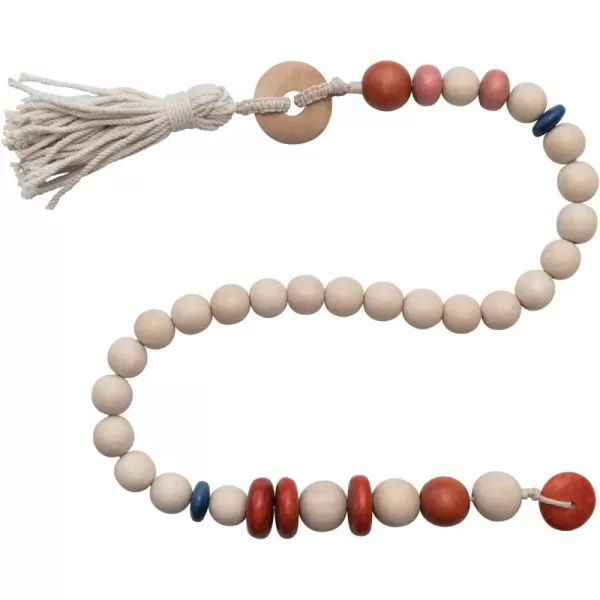 Creative CoOp Wood Bead Cotton Tassel Garland 34quot L x 1quot W x 2quot H Multicolor