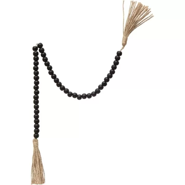 Creative CoOp Wood Bead Jute Tassels Black Garland