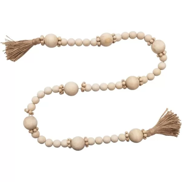 Creative CoOp Wood Bead Jute Tassels Garland 48quot L x 2quot W x 2quot H White
