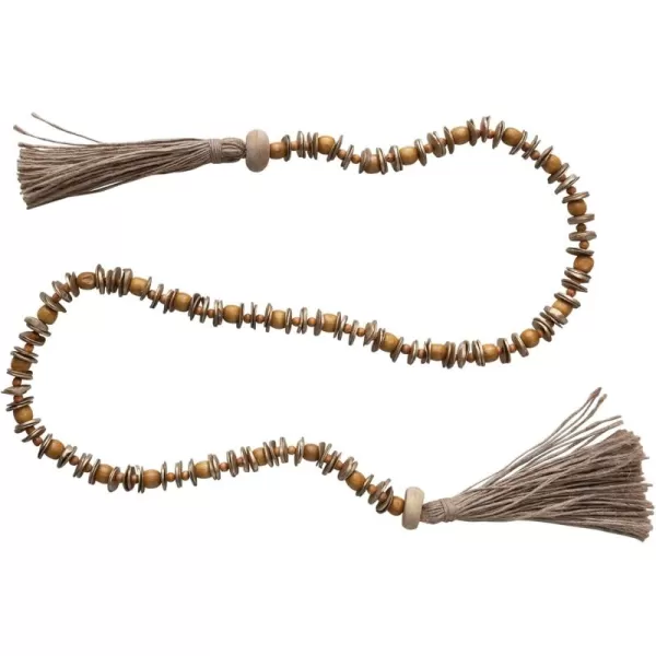 Creative CoOp Wood Jute Tassels Natural Bead Garland