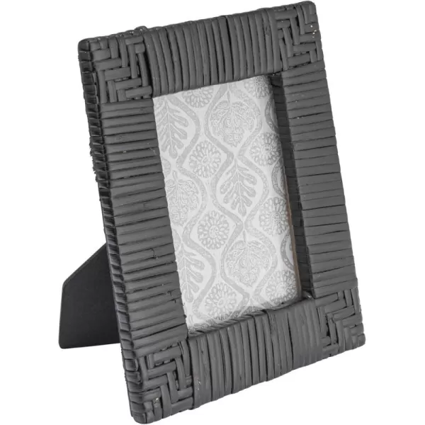 Creative Coop Handwoven Rattan Photo Frame Black Holds 5quot x 7quot PhotoBlack