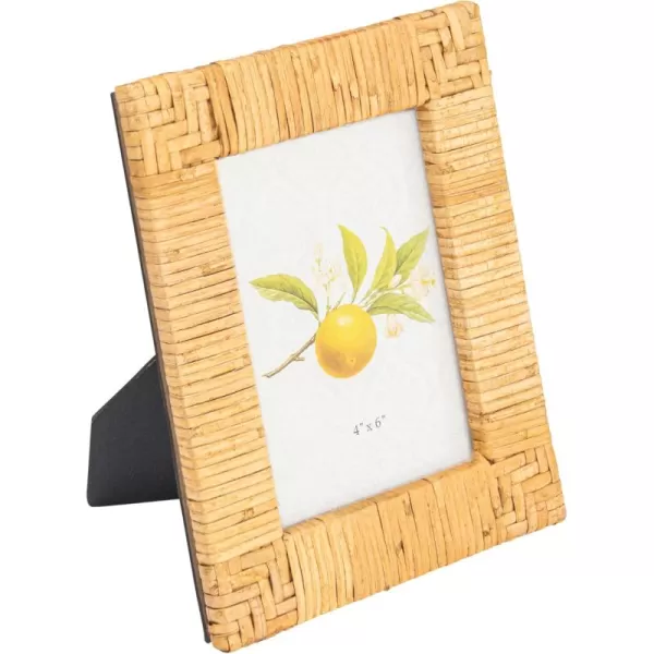 Creative Coop Handwoven Rattan Photo Frame Black Holds 5quot x 7quot PhotoNatural