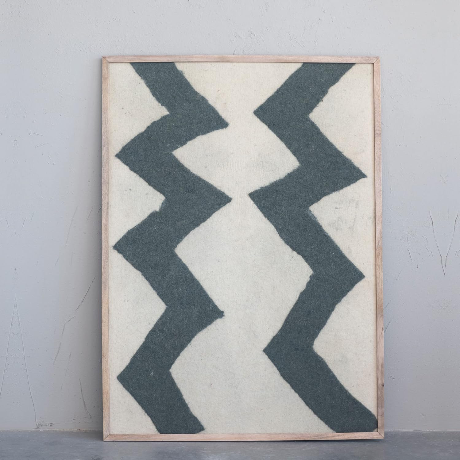 Creative CoOp Modern Wood Chevron Tile Art Multicolor Framed Wall Dcor Ivory