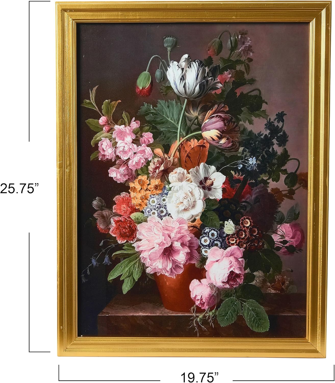 Creative CoOp Vintage Reproduction Floral Still Life Print with Solid Wood FrameFloral Arrangement