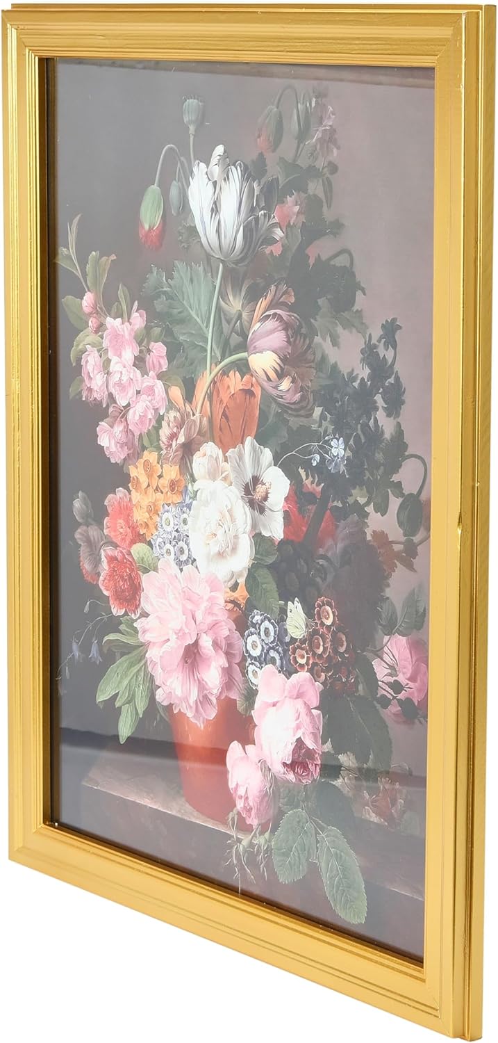 Creative CoOp Vintage Reproduction Floral Still Life Print with Solid Wood FrameFloral Arrangement