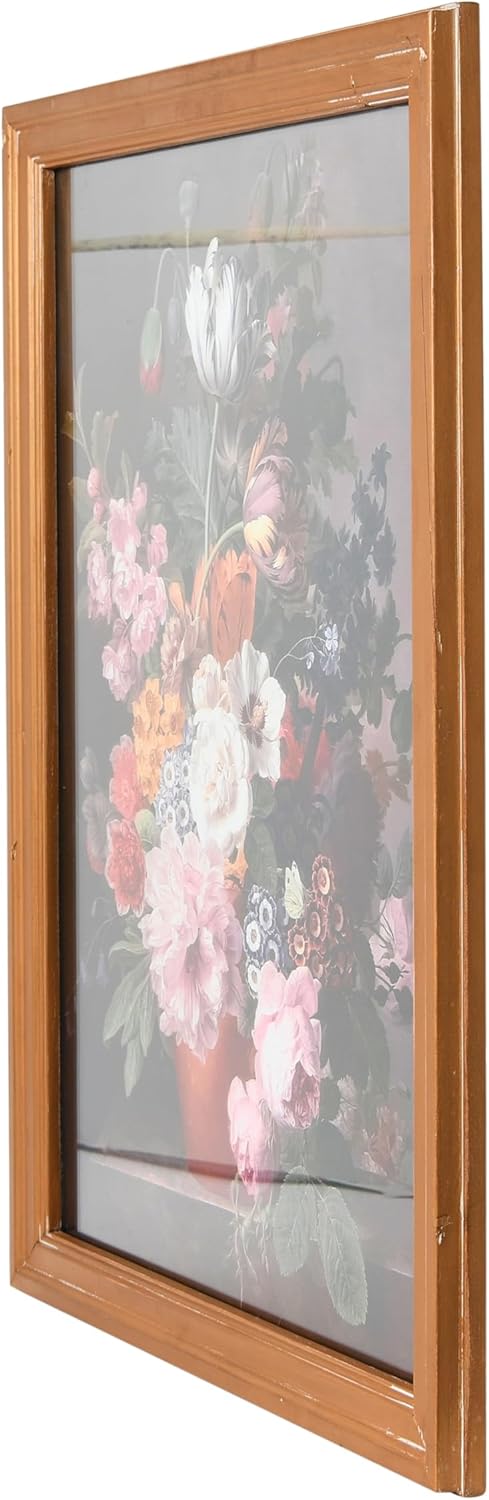 Creative CoOp Vintage Reproduction Floral Still Life Print with Solid Wood FrameFloral Arrangement