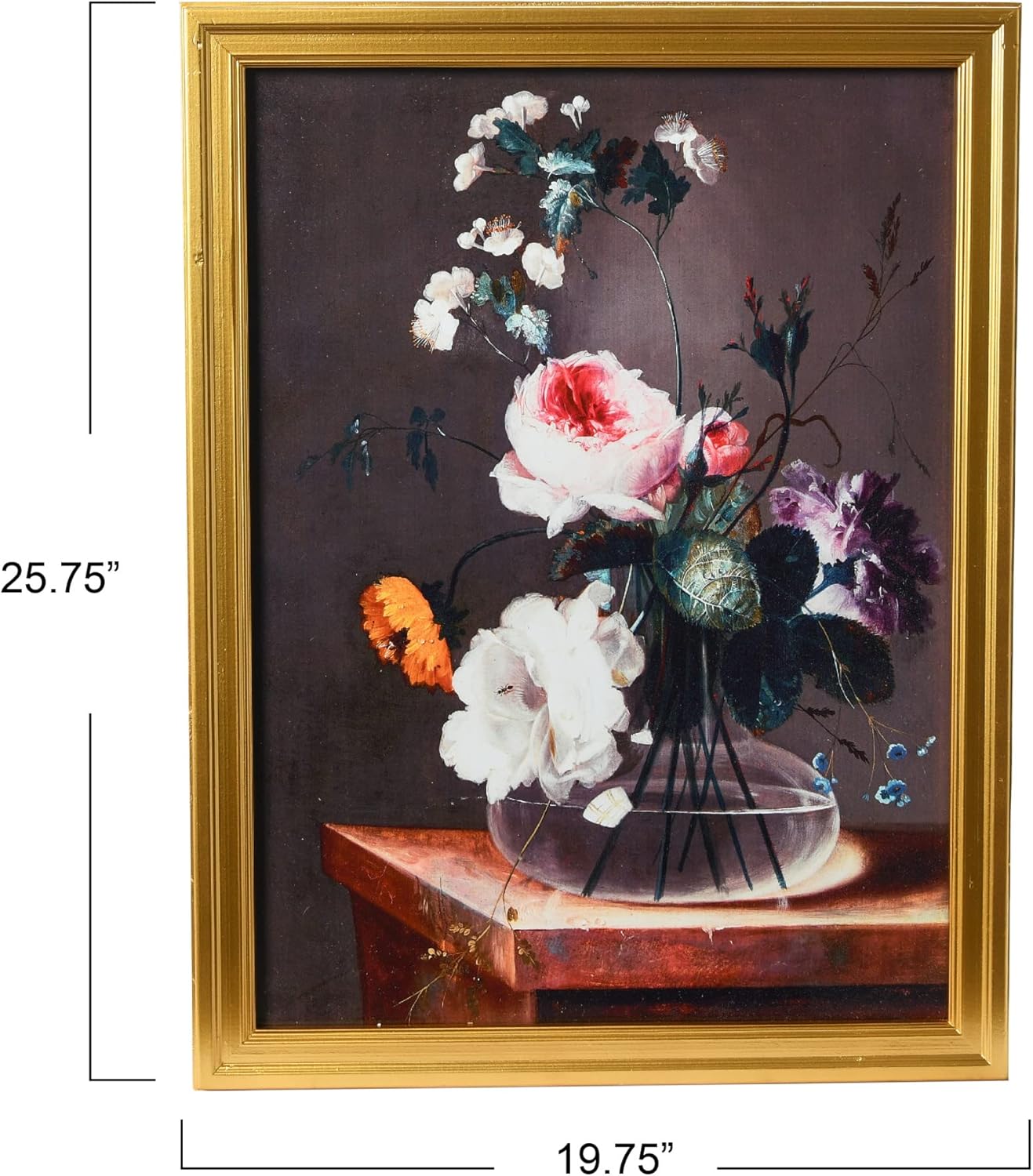Creative CoOp Vintage Reproduction Floral Still Life Print with Solid Wood FrameFloral Bouquet