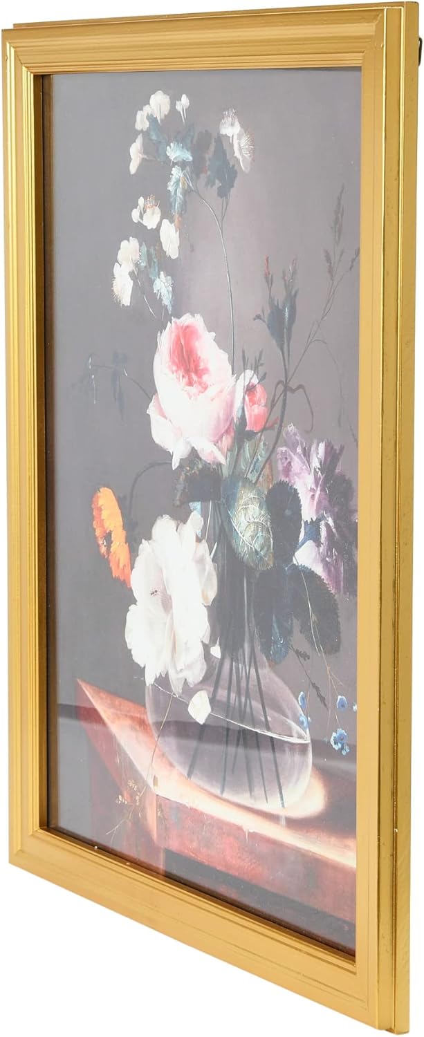 Creative CoOp Vintage Reproduction Floral Still Life Print with Solid Wood FrameFloral Bouquet