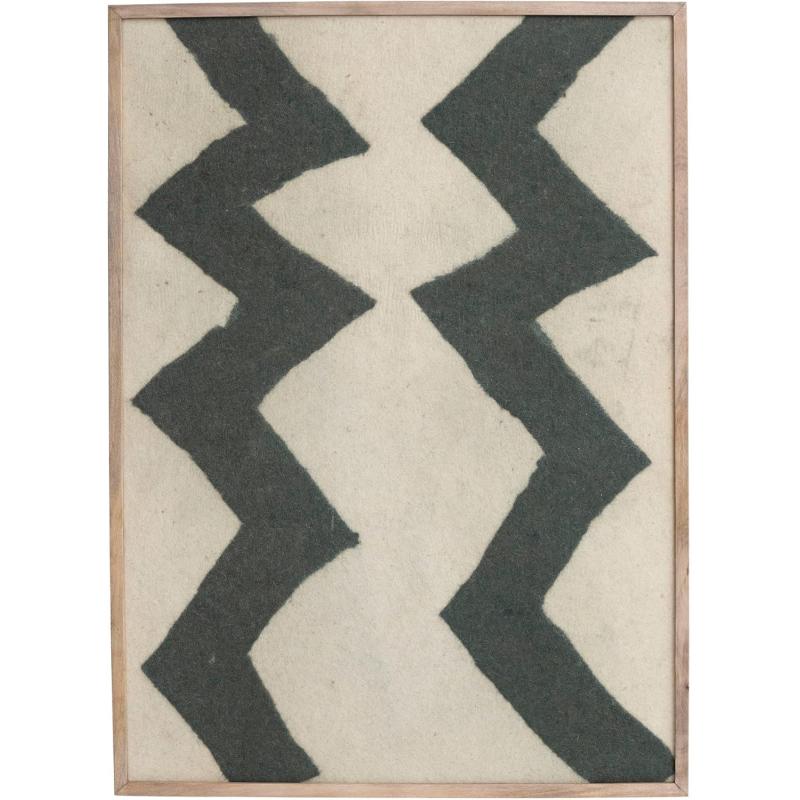 Creative CoOp Modern Wood Chevron Tile Art Multicolor Framed Wall Dcor Ivory