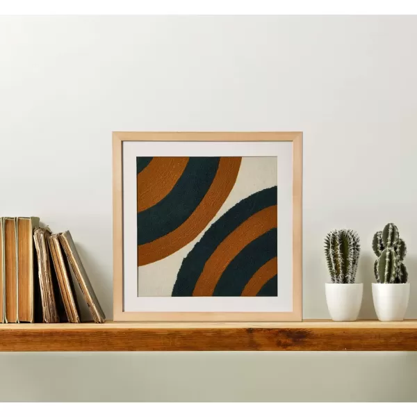 Creative CoOp 18quot Square Abstract Embroidery in Wood Frame Wall Art Multi