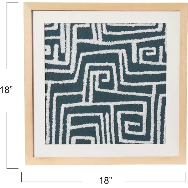 Creative CoOp 18quot Square Tufted Abstract Embroidery in Wood Frame Wall Art Multi