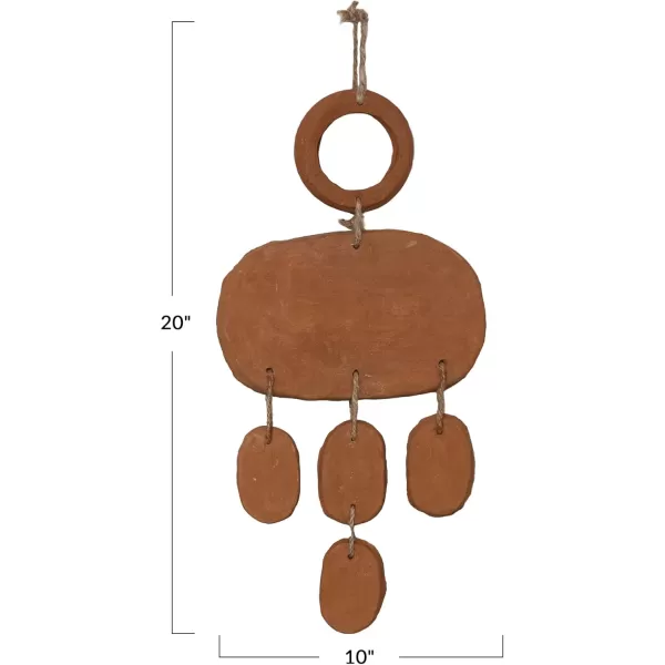 Creative CoOp 20 Inches Handmade TerraCotta Hanging with Jute Hanger Natural Wall Decor