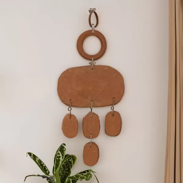 Creative CoOp 20 Inches Handmade TerraCotta Hanging with Jute Hanger Natural Wall Decor