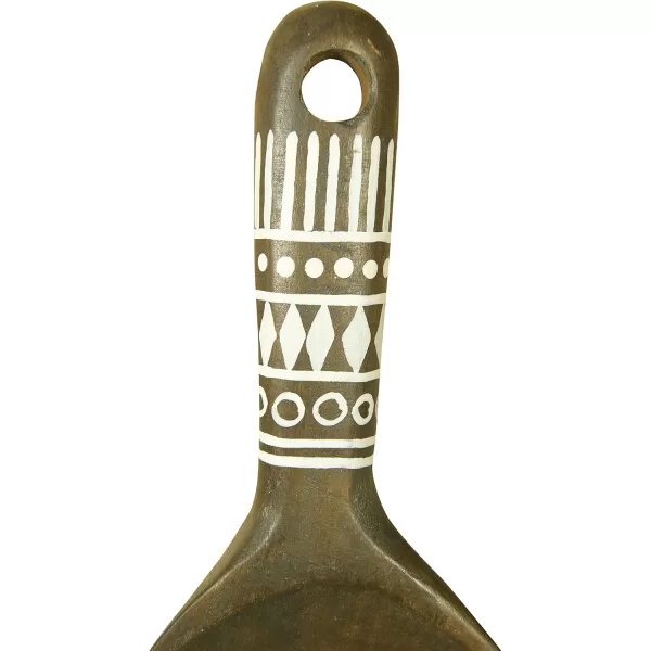 Creative CoOp 20quot H Decorative Mango Wood Spoon with HandPainted Pattern Wall Hanging Brown15
