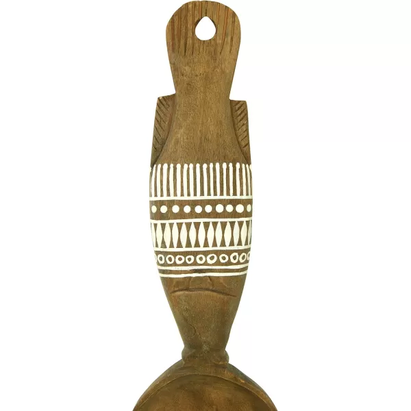 Creative CoOp 20quot H Decorative Mango Wood Spoon with HandPainted Pattern Wall Hanging Brown18