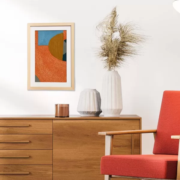 Creative CoOp Abstract Embroidery in Wood Frame Wall Art Multi