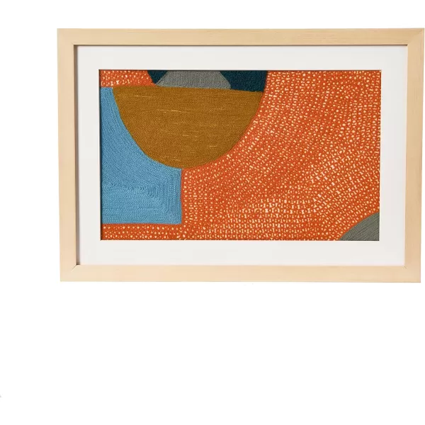 Creative CoOp Abstract Embroidery in Wood Frame Wall Art Multi