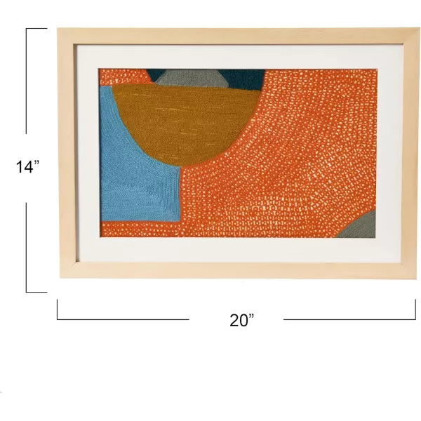 Creative CoOp Abstract Embroidery in Wood Frame Wall Art Multi