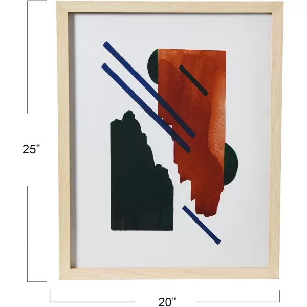 Creative CoOp Abstract Geometric Print with Solid Wood Frame and Glass CoverAbstract Stacked