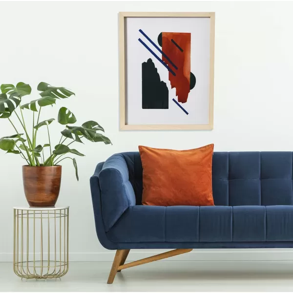 Creative CoOp Abstract Geometric Print with Solid Wood Frame and Glass CoverAbstract Stacked