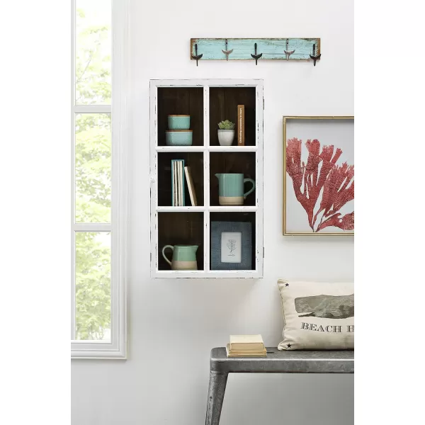 Creative CoOp Antique White Wood Wall 3 Shelves Cabinet