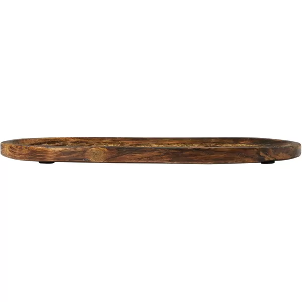 Creative CoOp Boho Decorative Wood Carved Floral Design Natural Tray