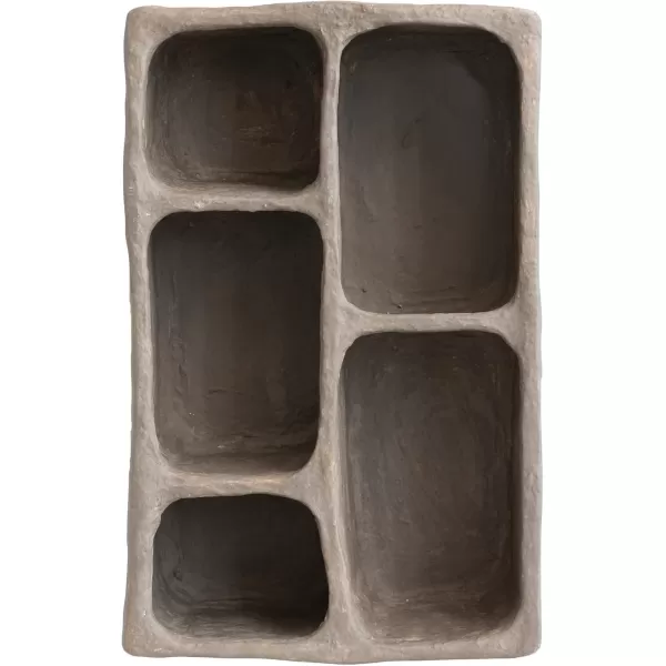 Creative CoOp Boho Handmade Paper Mache 5 Sections Gray Wall Shelf
