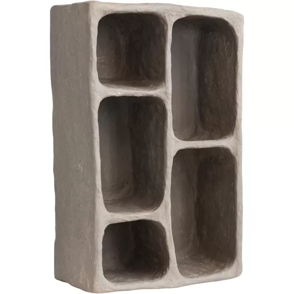Creative CoOp Boho Handmade Paper Mache 5 Sections Gray Wall Shelf