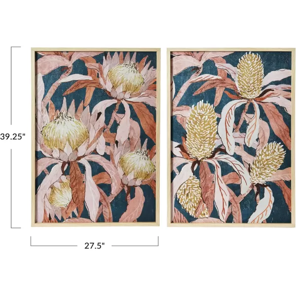 Creative CoOp Floral Prints with Solid Wood Frame Set of 2