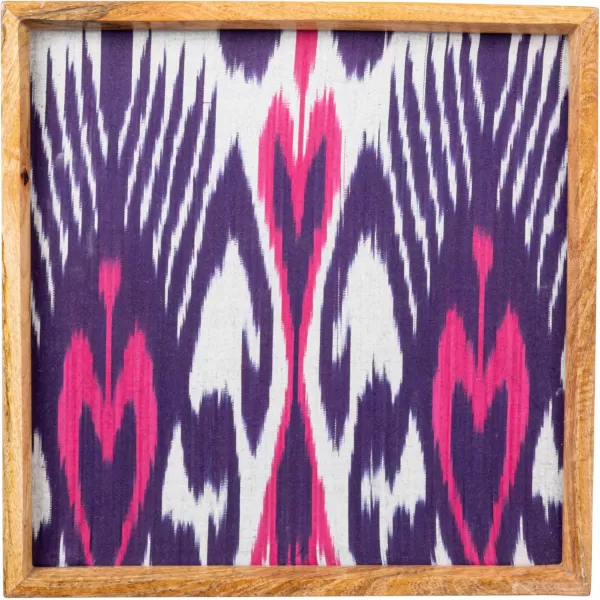 Creative CoOp Global Square Wood Ikat Fabric Multicolor Framed Wall Dcor Multi