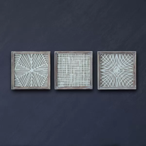 Creative CoOp Handmade Paper Wall Dcor in Wood Frame Set of 3 Styles