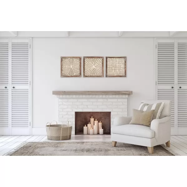 Creative CoOp Handmade Paper Wall Dcor in Wood Frame Set of 3 Styles