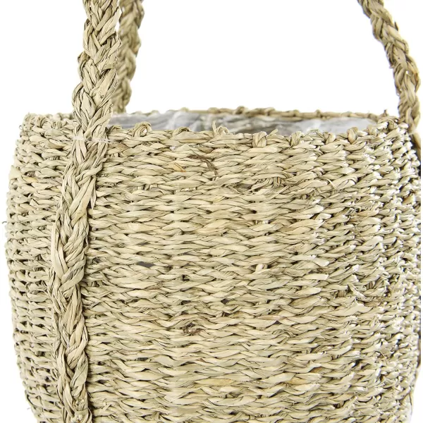 Creative CoOp Handwoven Hanging Seagrass Basket Planter with Plastic Lining Holds 7quot Pot