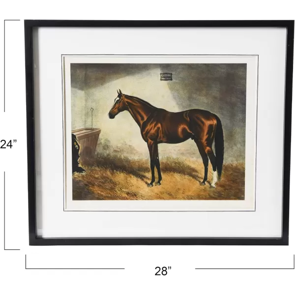 Creative CoOp Horse Print with Wood FrameBay with Markings