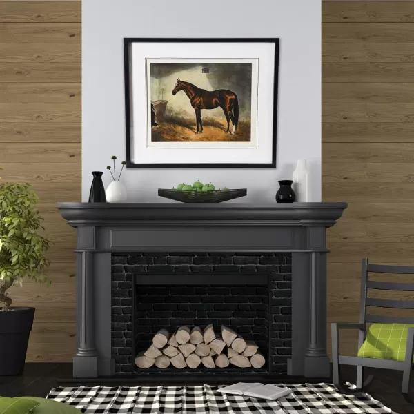 Creative CoOp Horse Print with Wood FrameBay with Markings