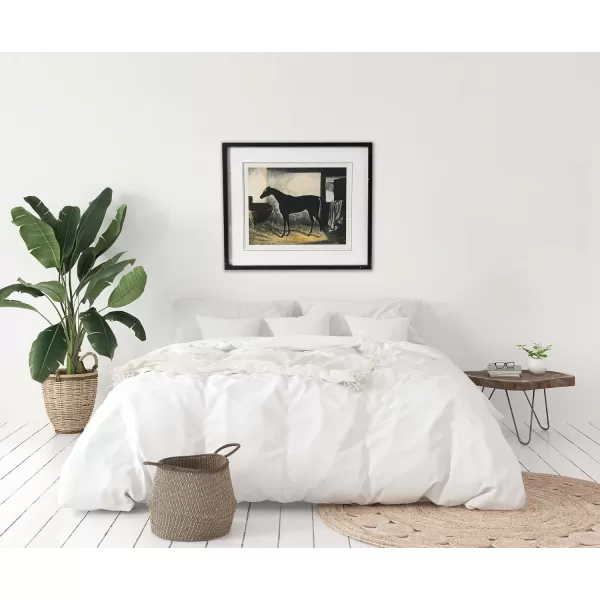 Creative CoOp Horse Print with Wood FrameBlack with Markings