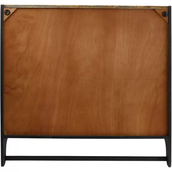 Creative CoOp Modern Farmhouse Wood 3 Shelves and Hanging Rod Black and Natural Wall Shelf