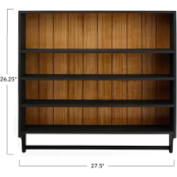 Creative CoOp Modern Farmhouse Wood 3 Shelves and Hanging Rod Black and Natural Wall Shelf