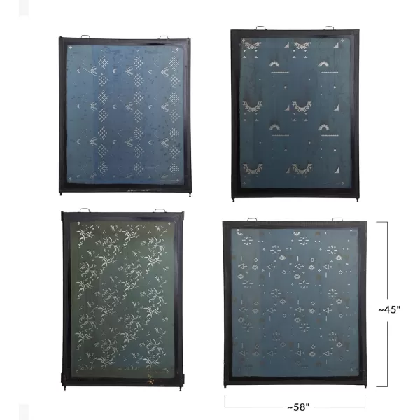 Creative CoOp Modern Metal Silk Screen Dcor Set of 4 Styles Wall Decor 58quot L x 45quot W x 2quot H Silver