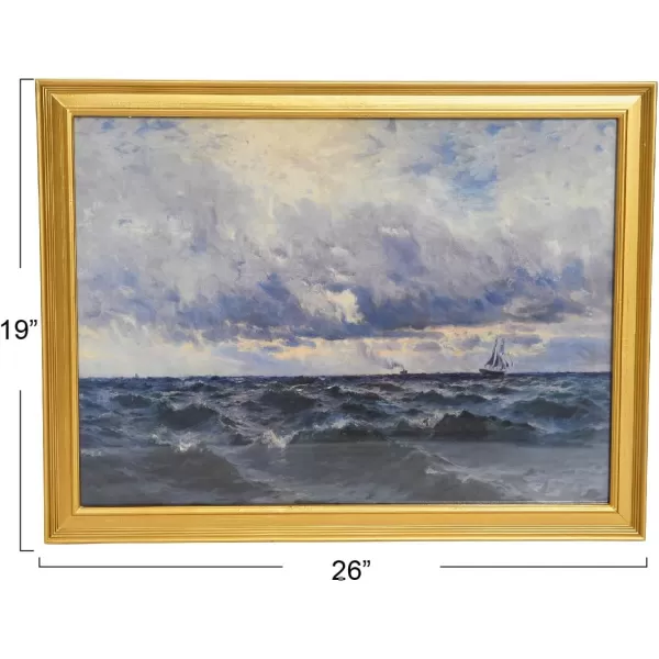 Creative CoOp Nautical Wall Art with Gold Wood Frame and Glass CoverGold Frame