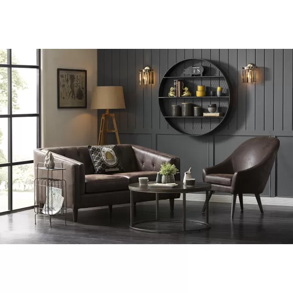 Creative CoOp Round Metal Dcor with 4 Wire Back Wall Shelves SilverBlack