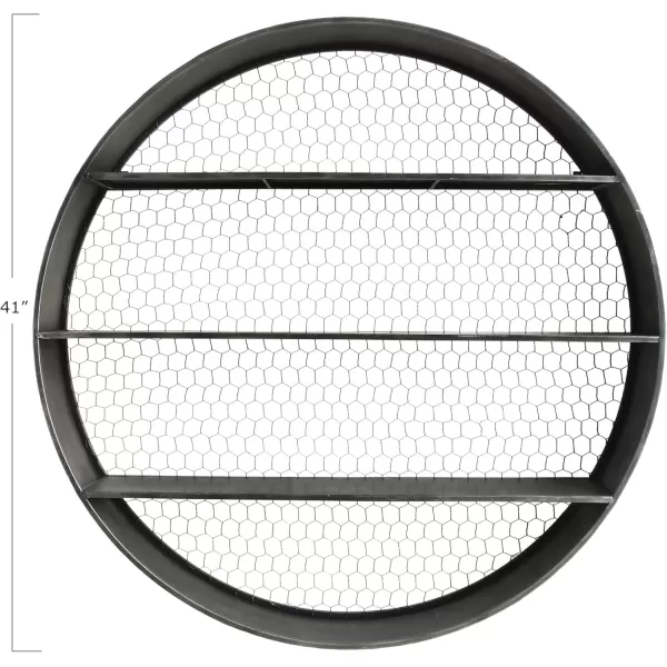 Creative CoOp Round Metal Dcor with 4 Wire Back Wall Shelves SilverBlack