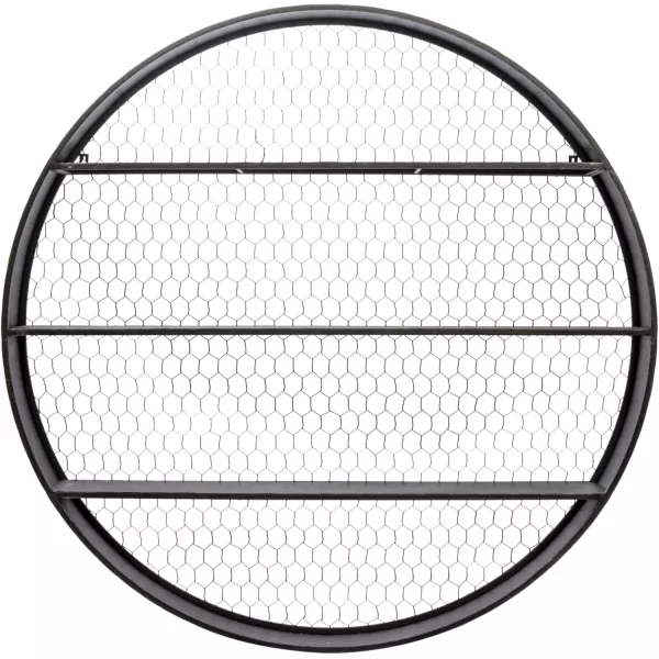 Creative CoOp Round Metal Dcor with 4 Wire Back Wall Shelves SilverBlack